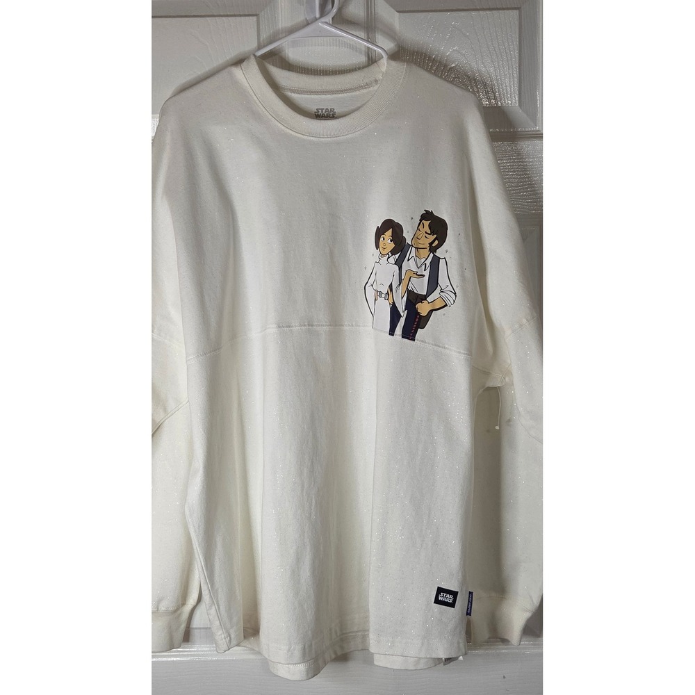 Star Wars Spirit Jersey Han Solo Princess Leia I Love You Glitter White Large